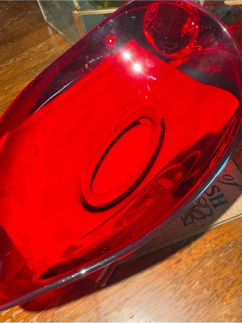Ruby Red Glass Swan Accent Bowl - Home Accents